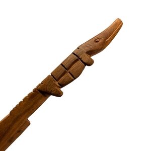 LETTER OPENER Hand Carved Wooden Crocodile Vintage Kenya Tanzania